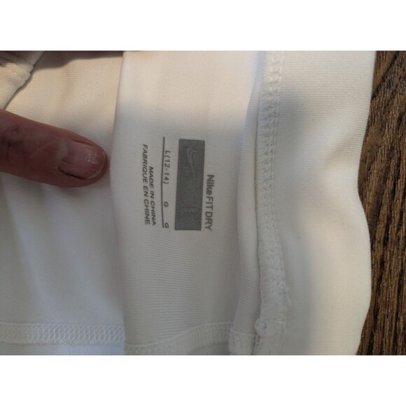 Vintage Nike Fit Dry White Poly Blend Stretch Skort Skirt Short Sz L Tennis Golf - Picture 3 of 6